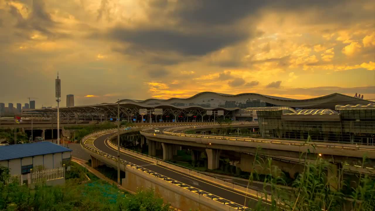 长沙市高铁南站夕阳景点视频素材