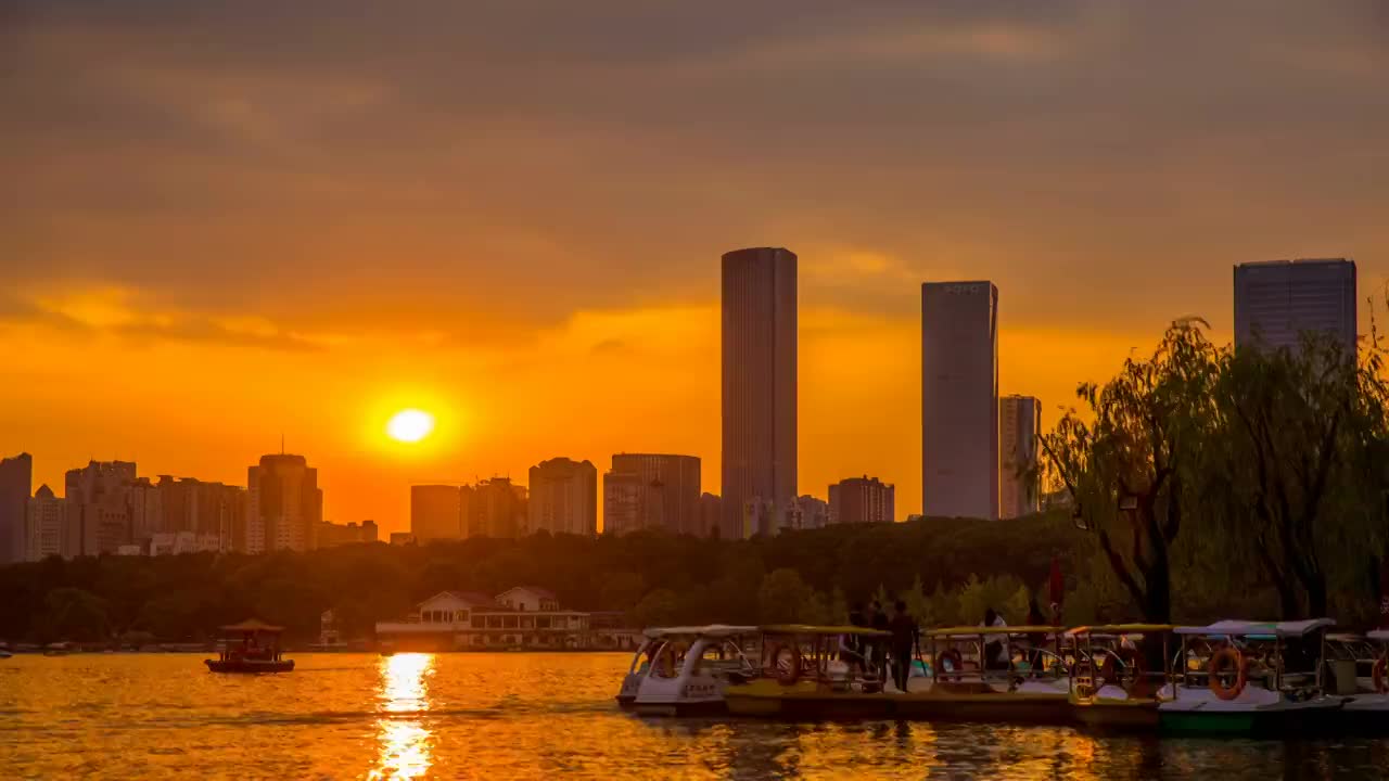 长沙市烈士公园夕阳日落延时摄影视频素材