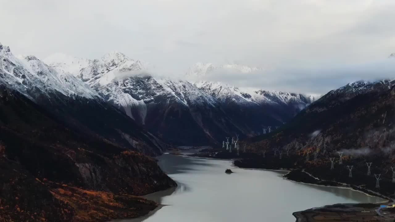 西藏然乌湖航拍全景视频素材