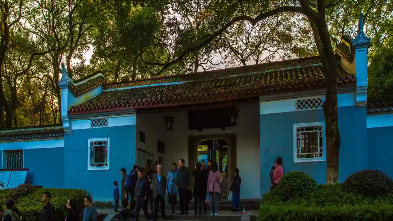 长沙市岳麓山岳麓书院夕阳日落延时摄影视频素材