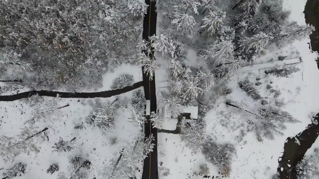 毕棚沟雪景航拍视频素材