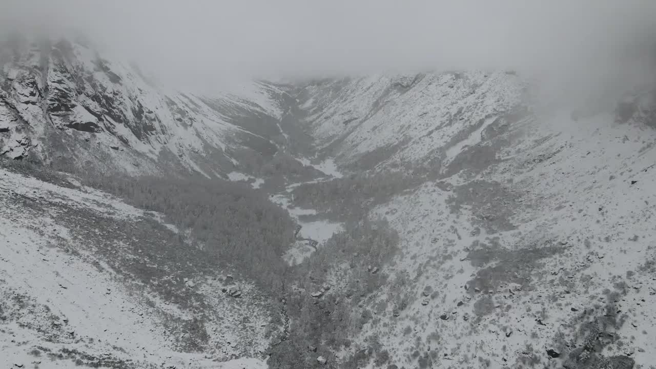 毕棚沟雪景航拍视频素材