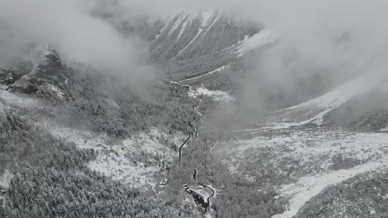 毕棚沟雪景航拍视频素材