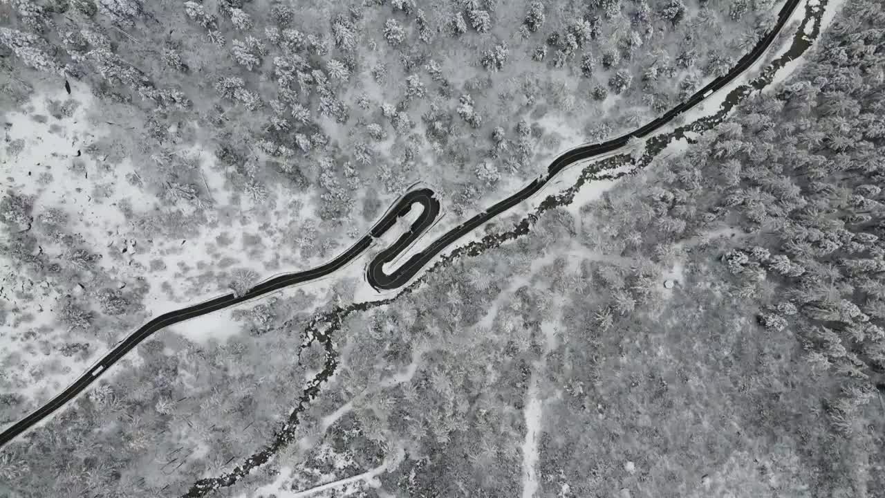 毕棚沟雪景航拍视频素材