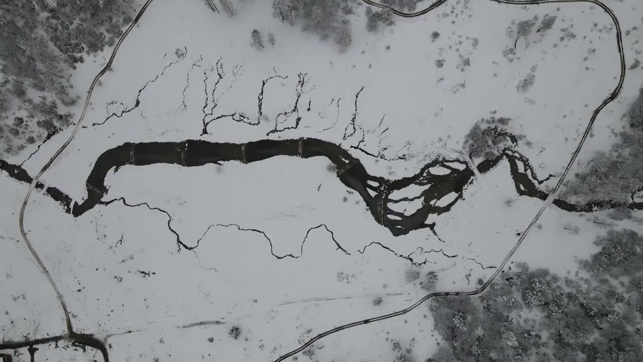 毕棚沟雪景航拍视频素材