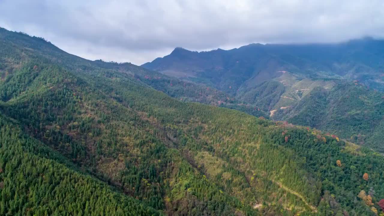 长沙市浏阳大围山林场航拍延时摄影视频素材