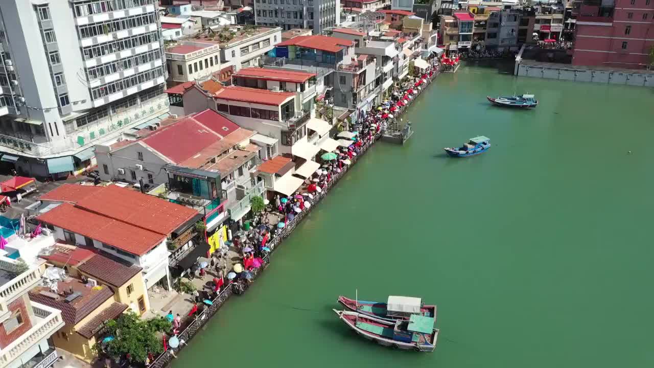 海水大潮下的沙坡尾视频素材