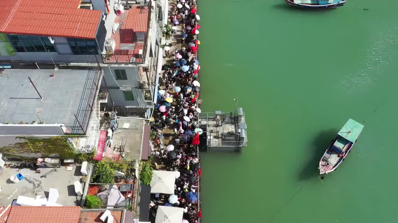 海水大潮下的沙坡尾视频素材