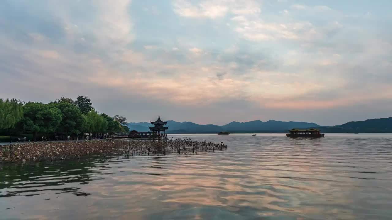 杭州西湖日落延时视频素材