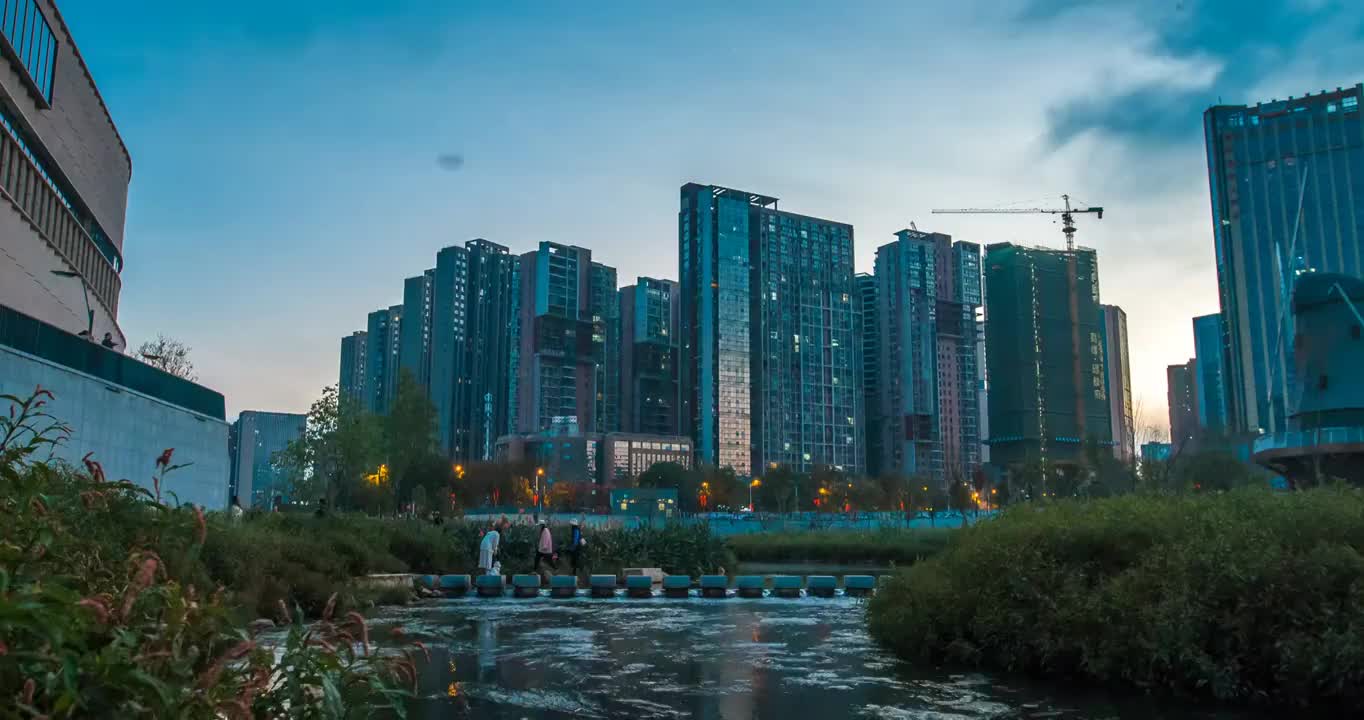 长沙市城南圭塘河晚霞夕阳风景点视频素材