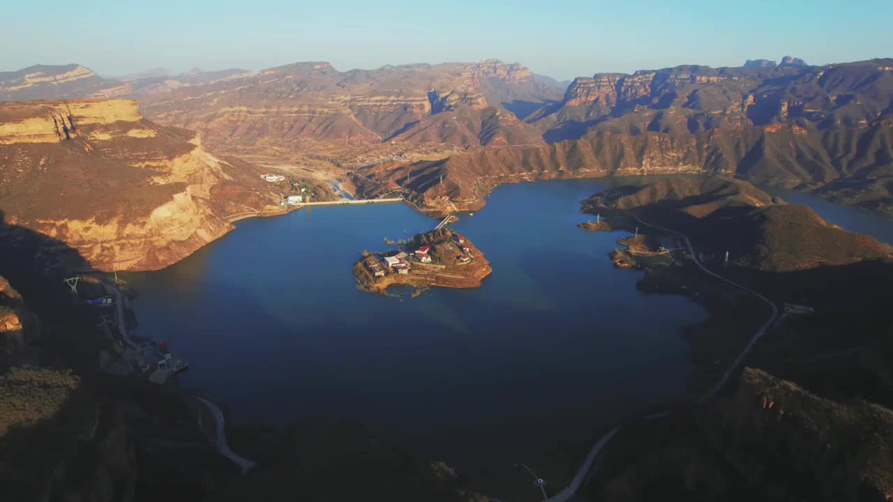 航拍井陉张河湾水库视频素材