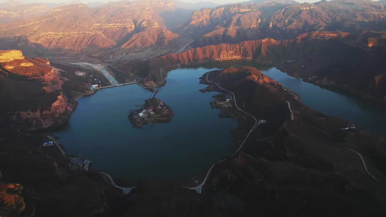 航拍井陉张河湾水库视频素材