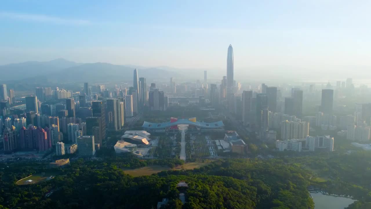 深圳福田CBD中轴线航拍视频视频素材