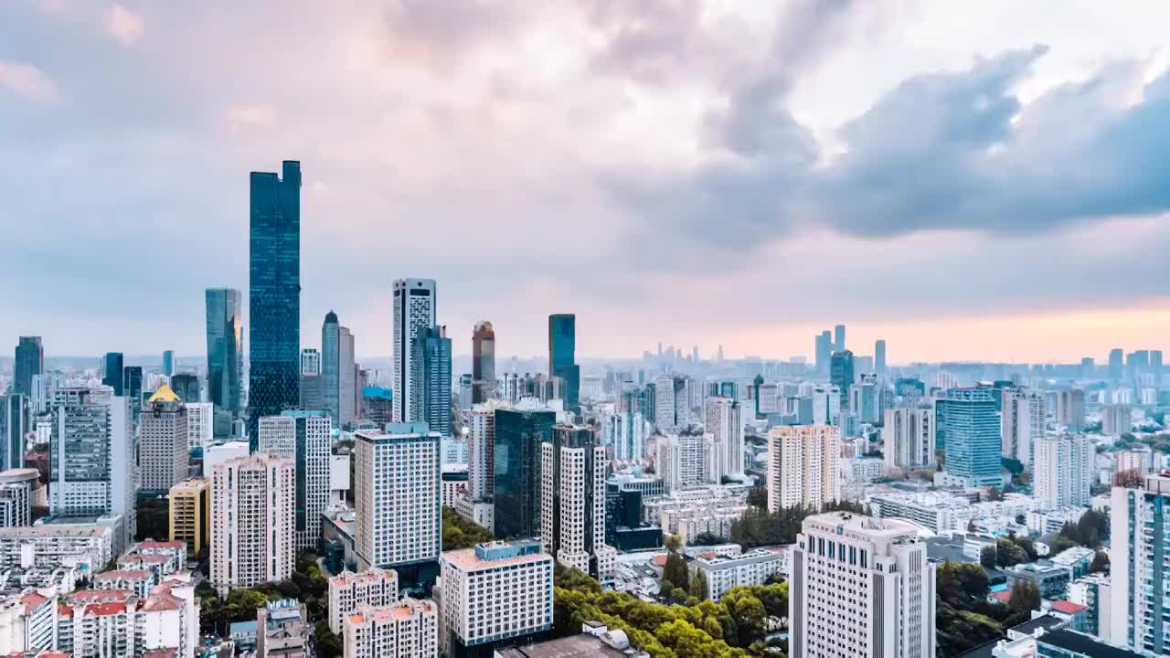 中国江苏南京德基广场城市天际线延时摄影视频素材