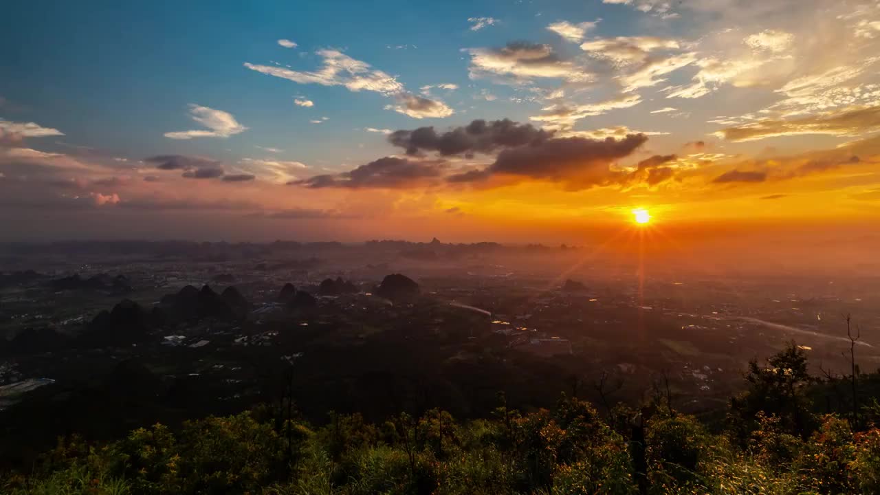 桂林尧山日落视频素材