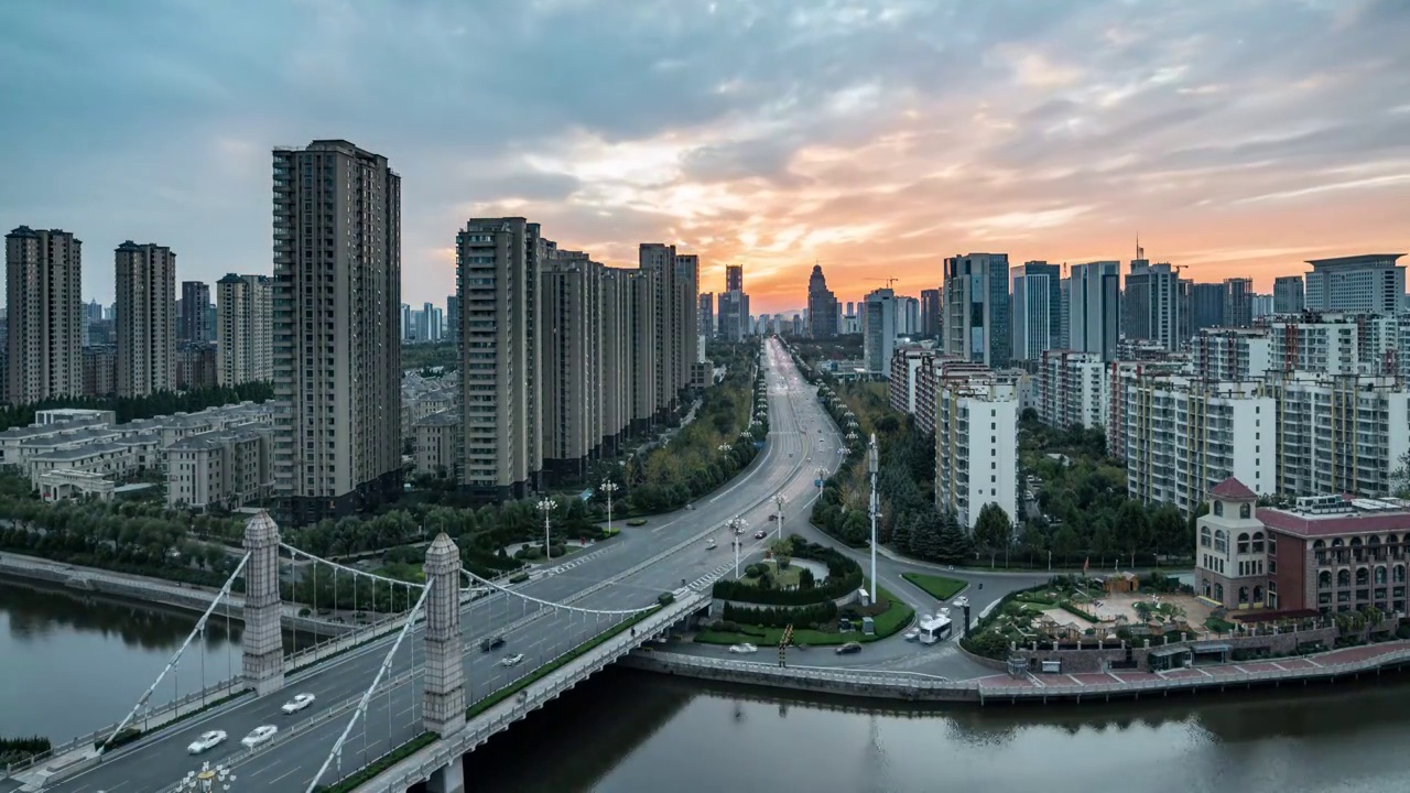 临沂市北京路晚霞视频素材