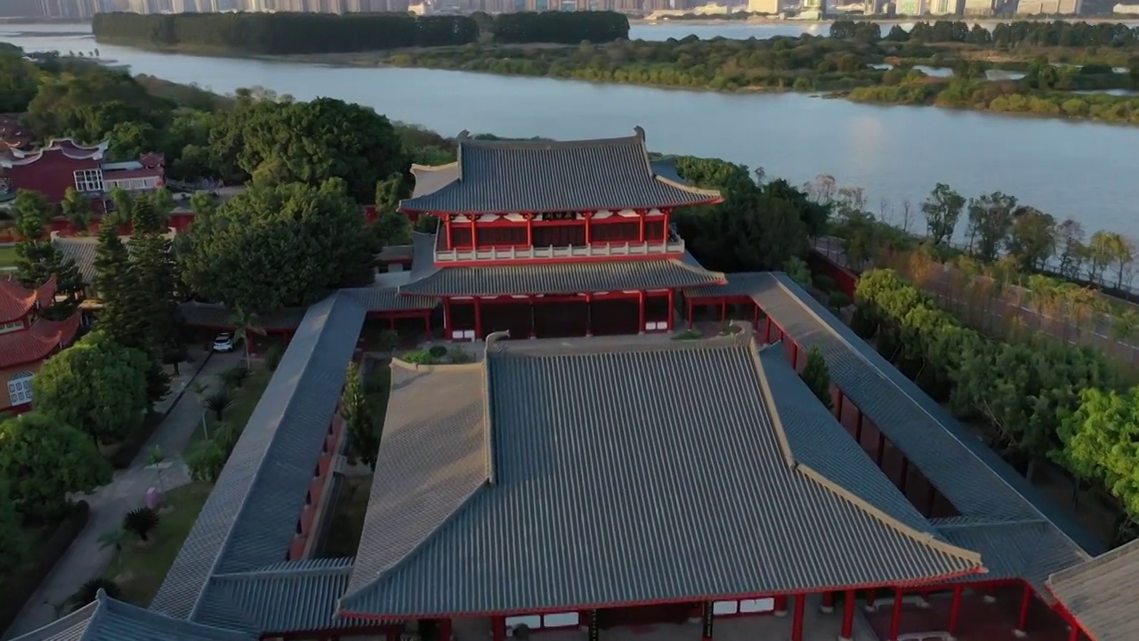 福建省福州市慈航寺日落航拍视频素材