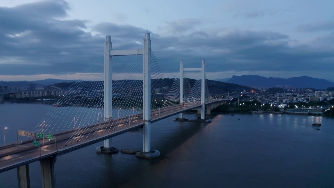 福建省福州市魁浦大桥日出航拍视频素材