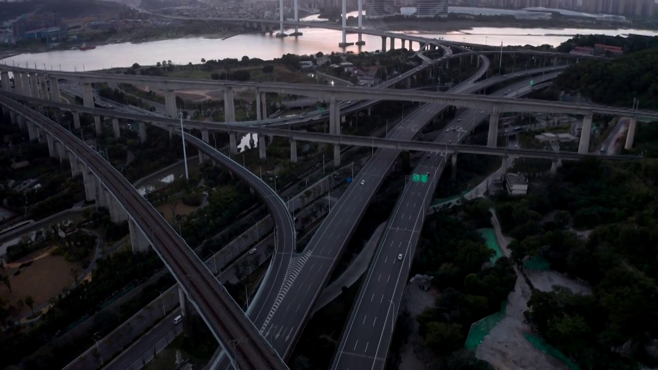 福建省福州市魁浦大桥日落航拍视频素材