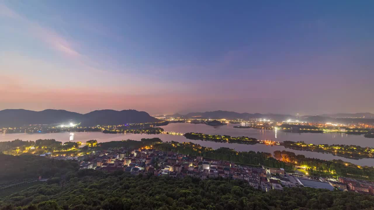 杭州湘湖景区日出朝霞延时视频素材