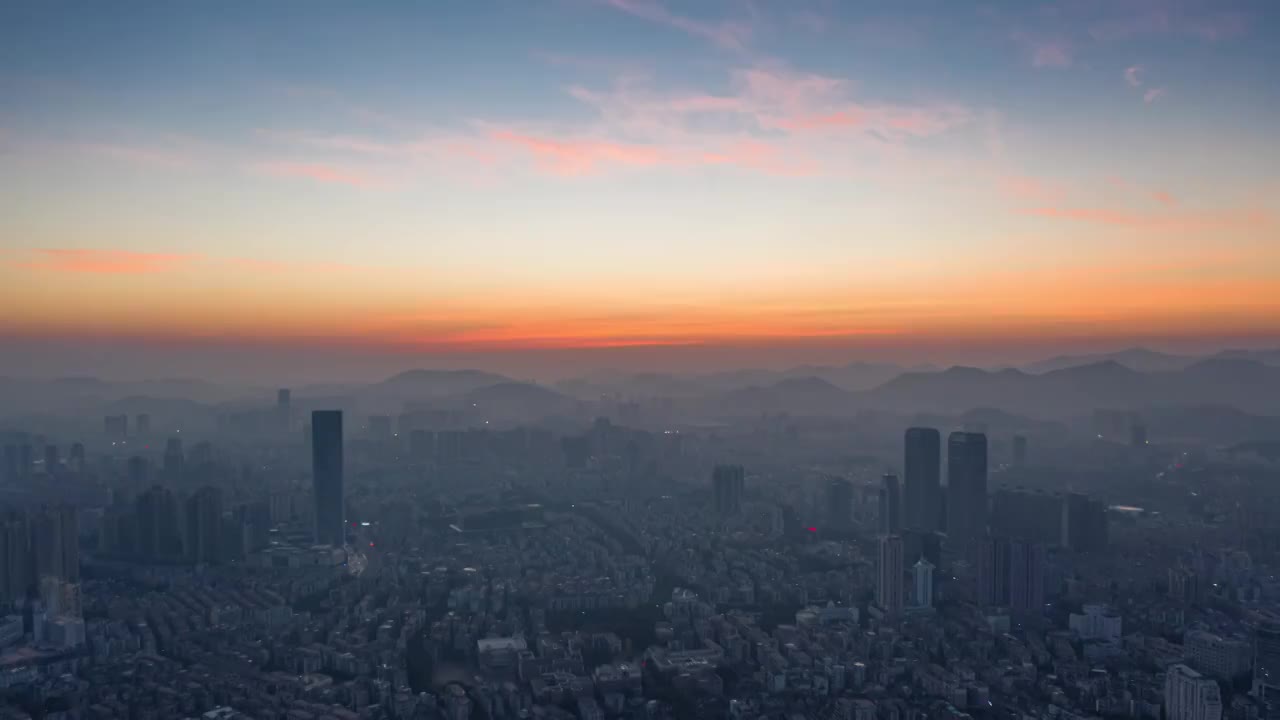 航拍广东中山地标建筑城市风光延时视频素材