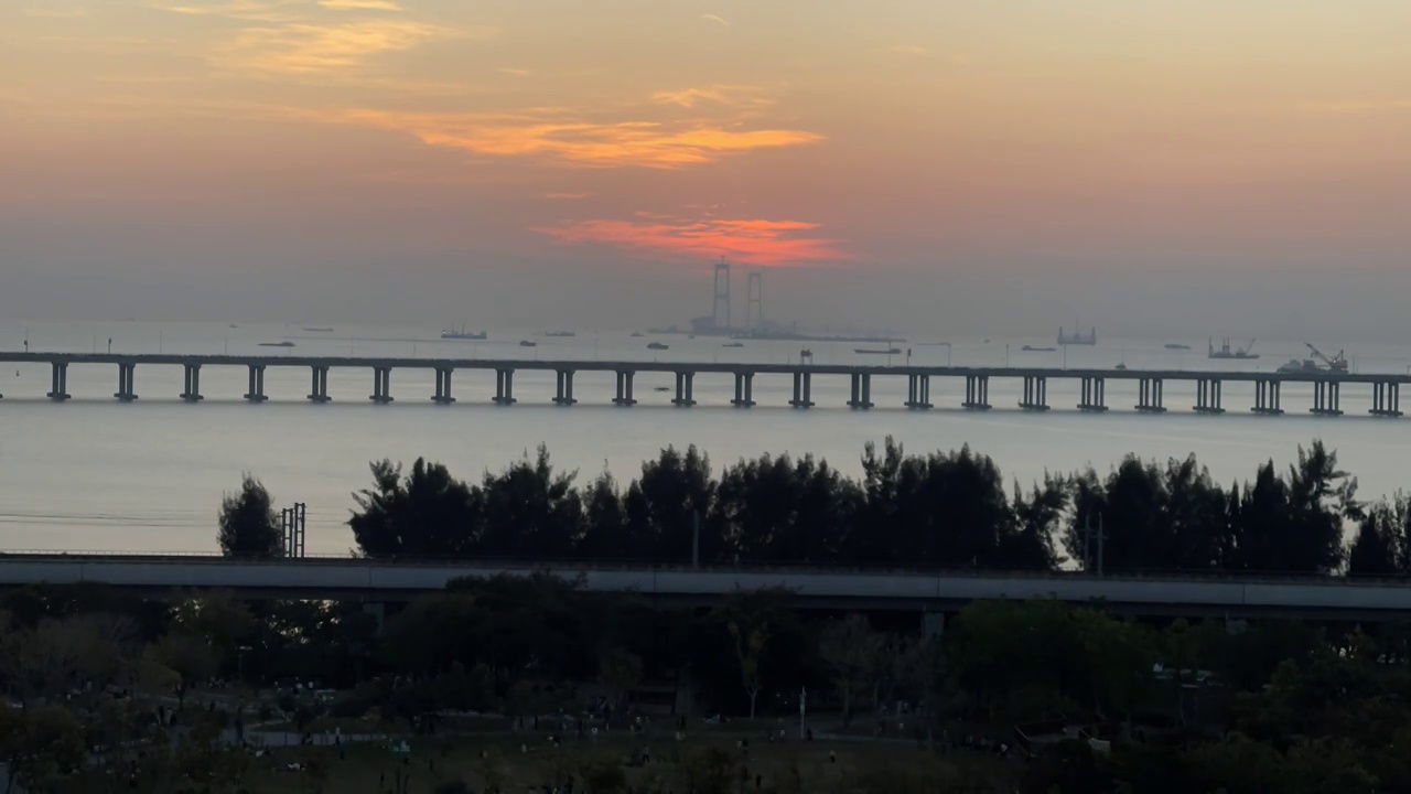 深中通道日落视频素材