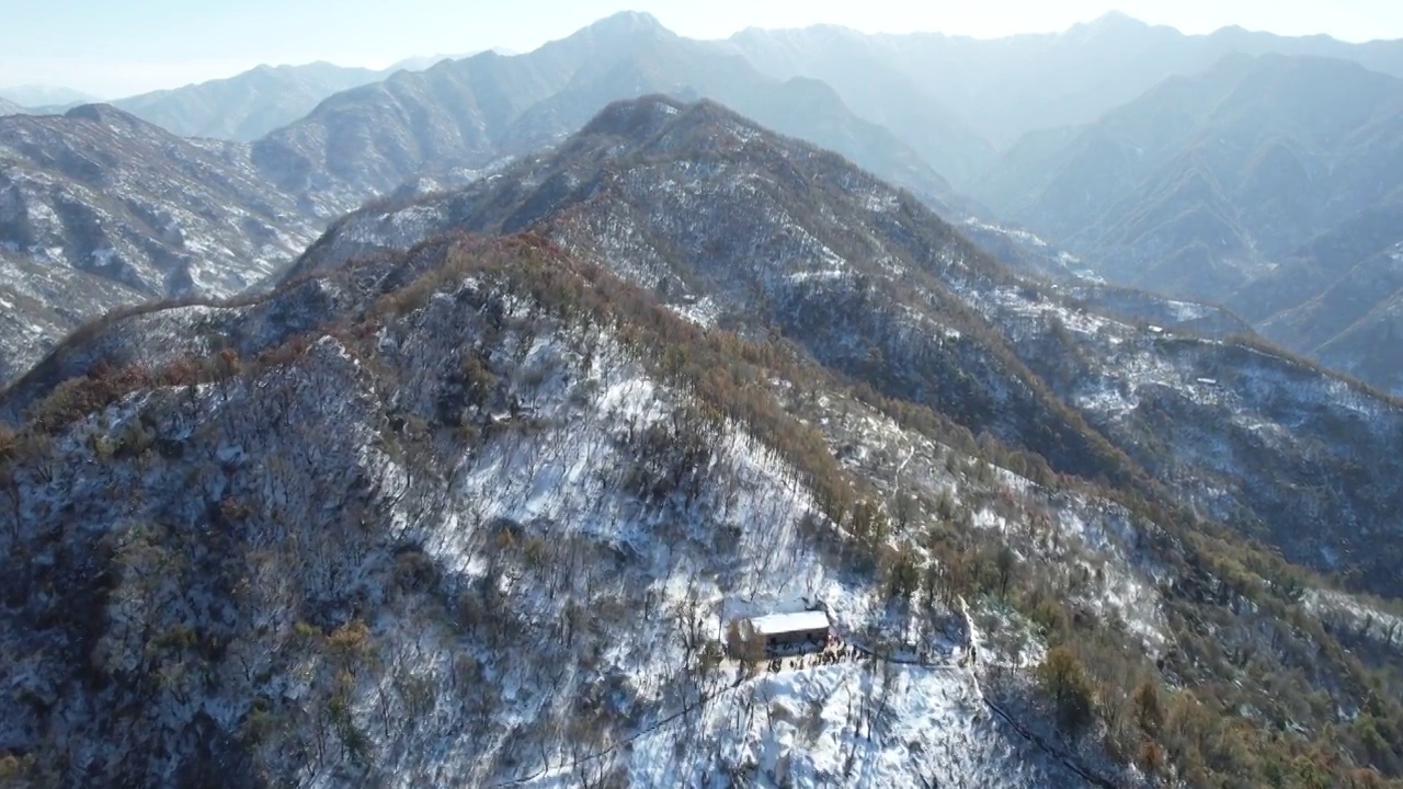 秦岭团标峪雪景航拍视频素材