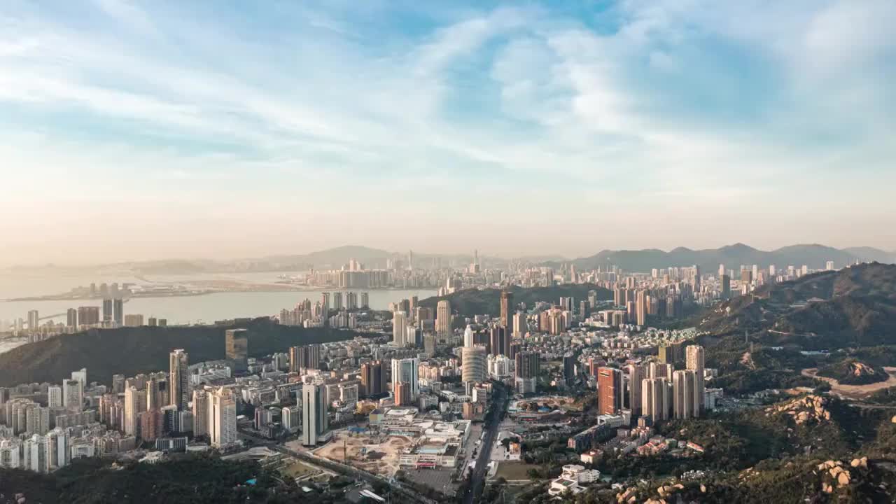 航拍珠海城市风光吉大CBD天际线视频素材