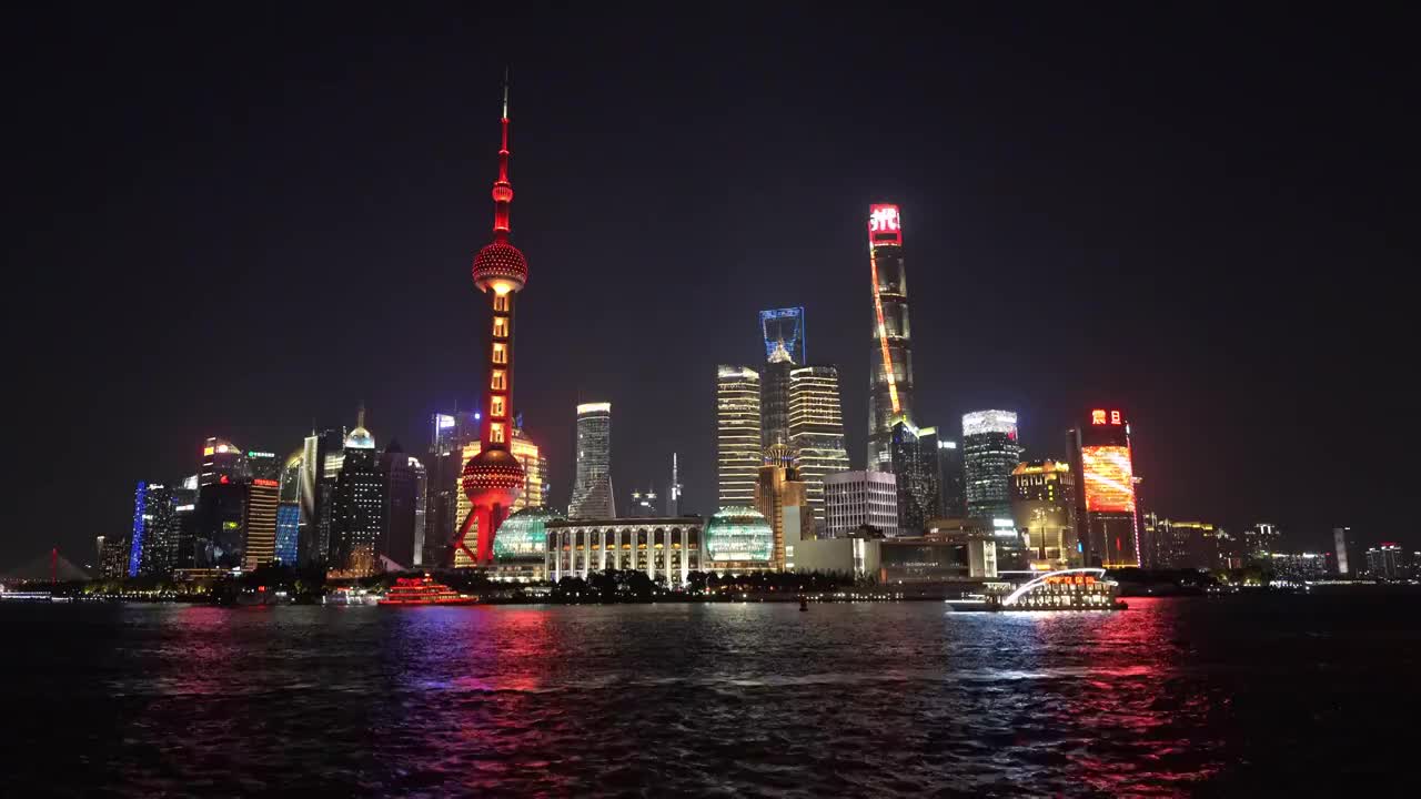 上海黄浦江陆家嘴夜景4K视频素材