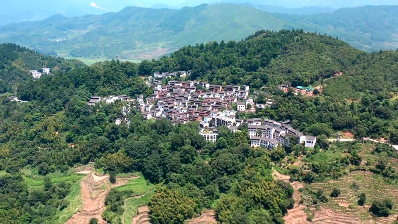 江西省上饶市婺源篁岭景区航拍视频素材