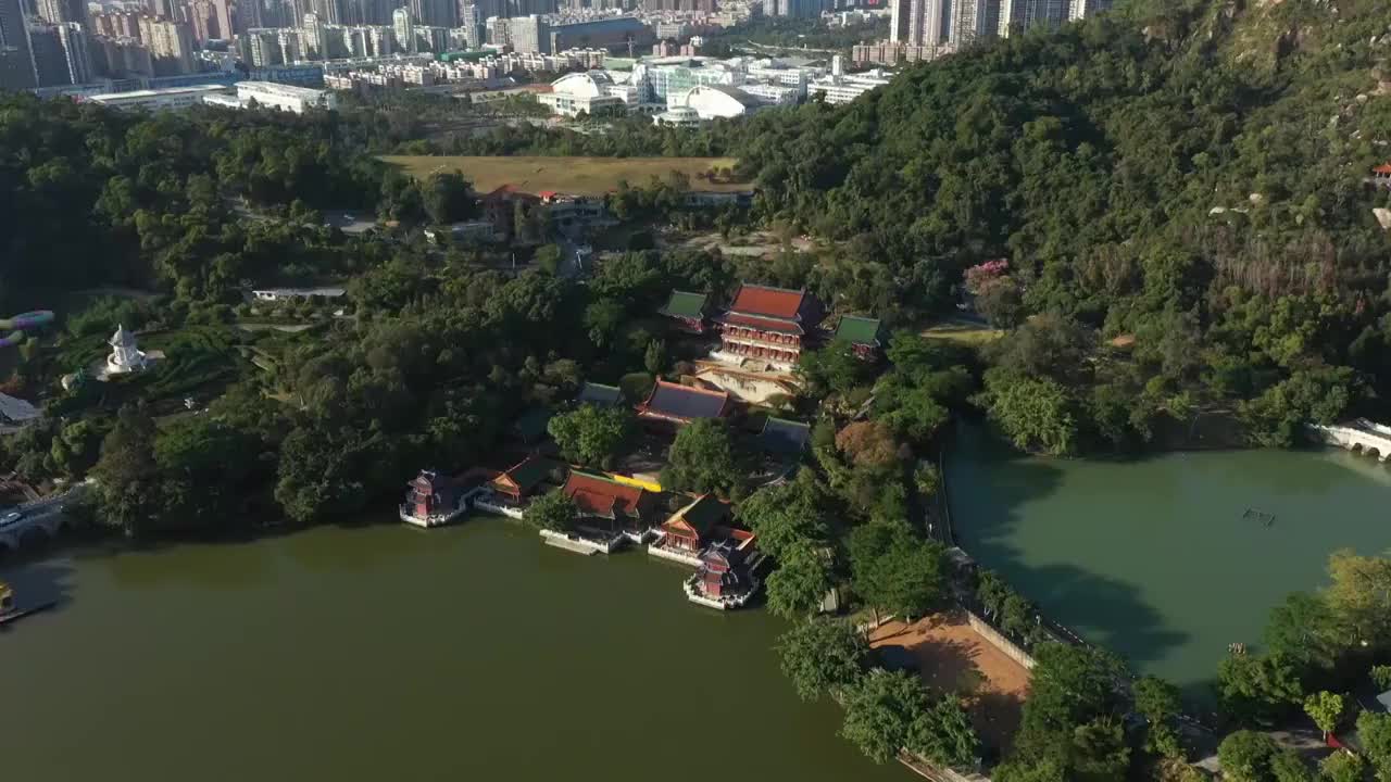 广东省珠海市圆明新园白昼航拍视频素材