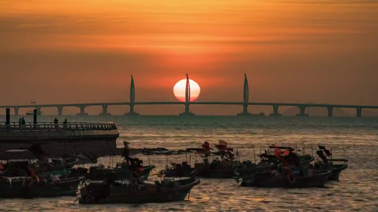 港珠澳大桥日出视频素材