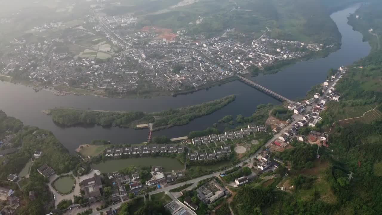 安徽省宣城市桃花潭风景区航拍风光视频素材