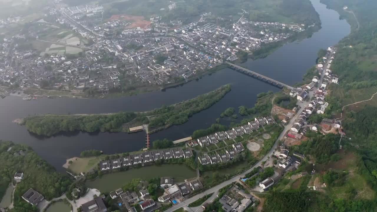 安徽省宣城市桃花潭风景区航拍风光视频素材