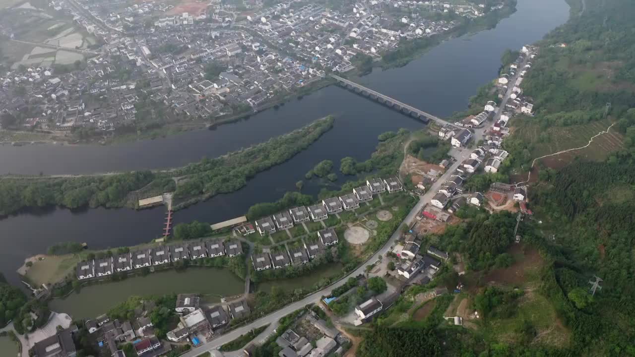 安徽省宣城市桃花潭风景区航拍风光视频素材