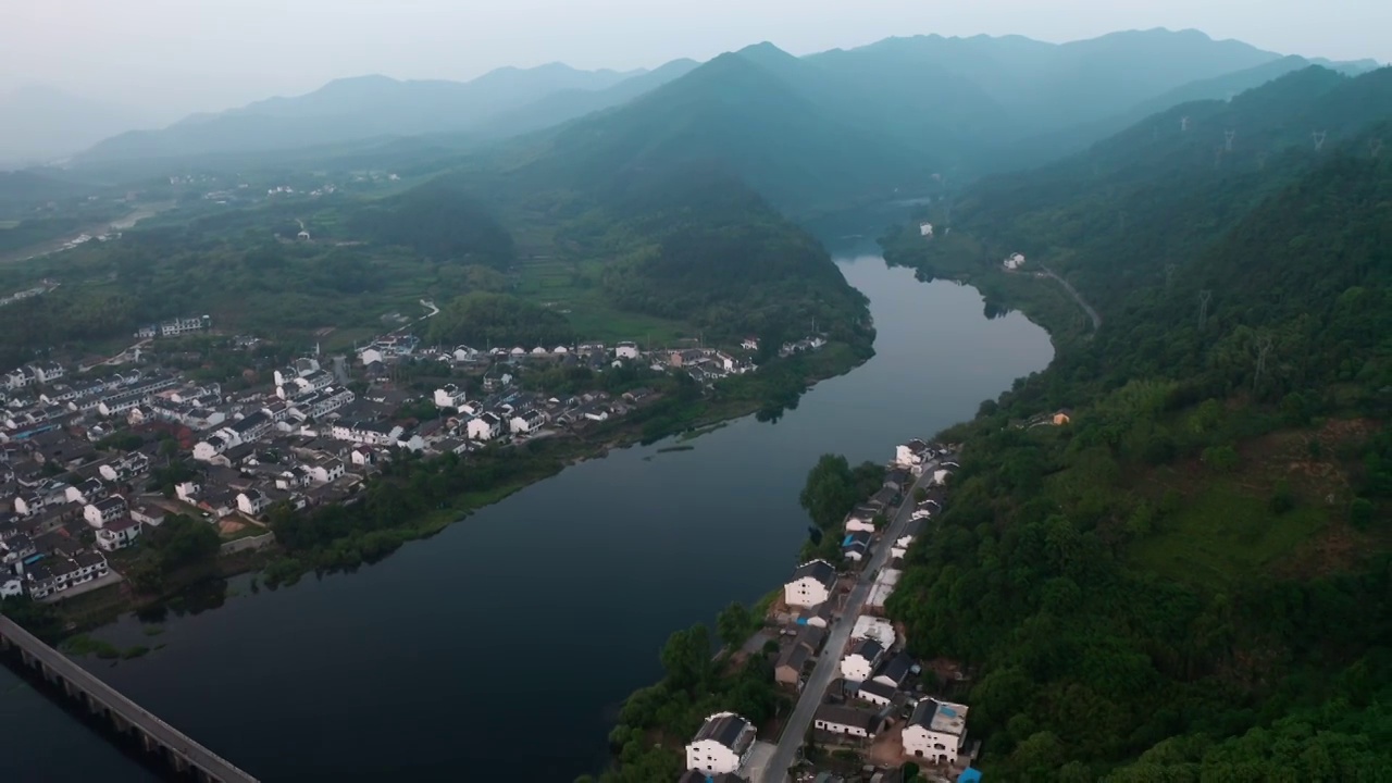 安徽省宣城市桃花潭风景区航拍风光视频素材