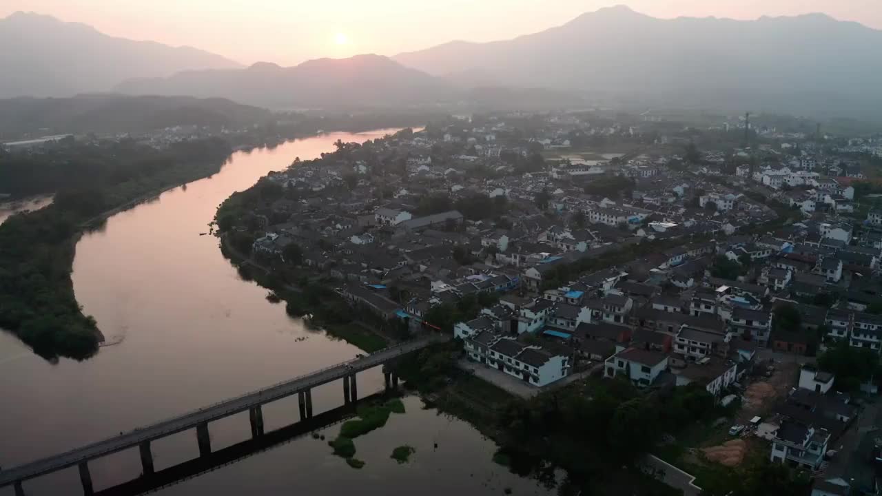 安徽省宣城市桃花潭风景区航拍风光视频素材