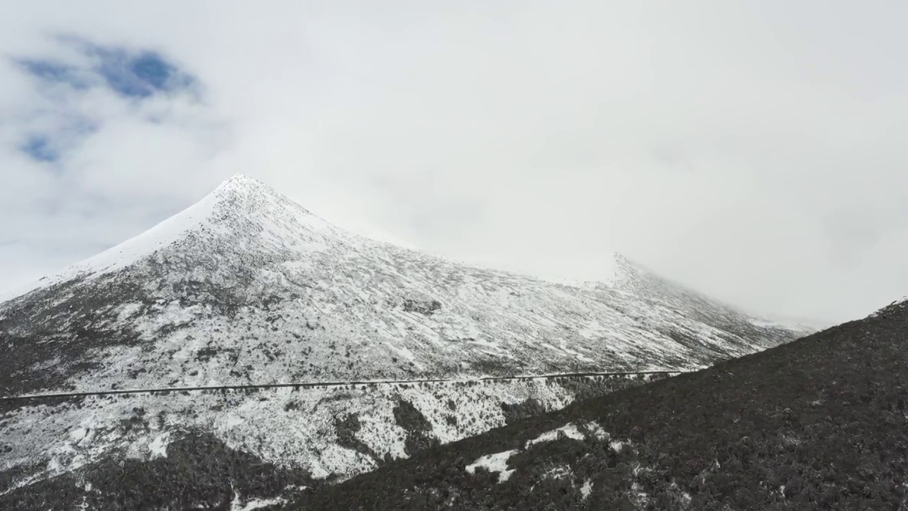 西藏林芝：春雪春雾看雪山林海视频素材