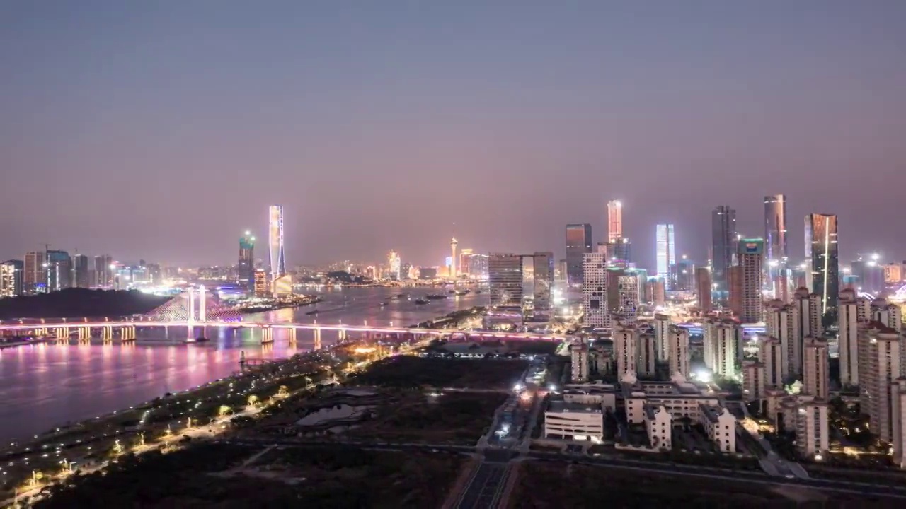 珠海横琴粤澳深度合作区夜景4k延时视频素材