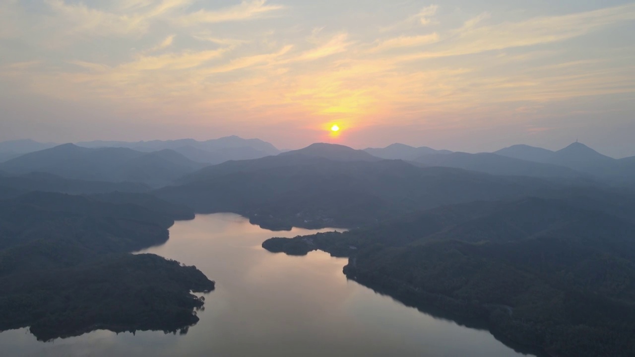 广德卢村水库航拍视频素材