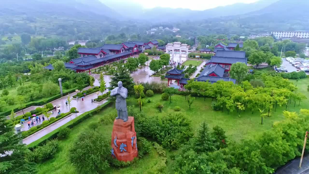 河南登封少林寺航拍视频素材