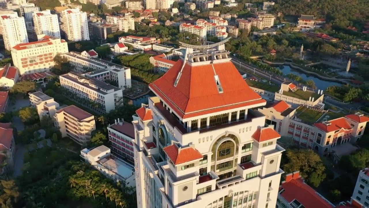 福建省厦门市世贸双子塔厦门大学航拍视频素材