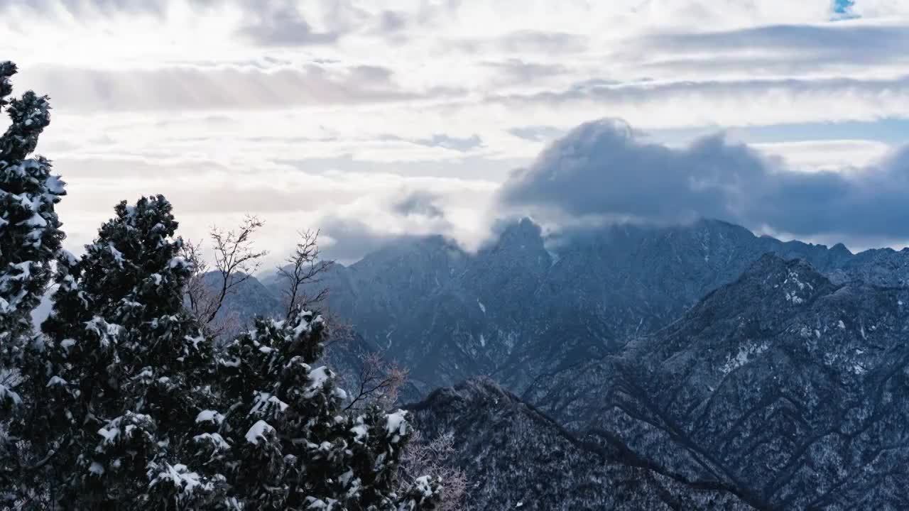 秦岭山脉雪景延时视频素材