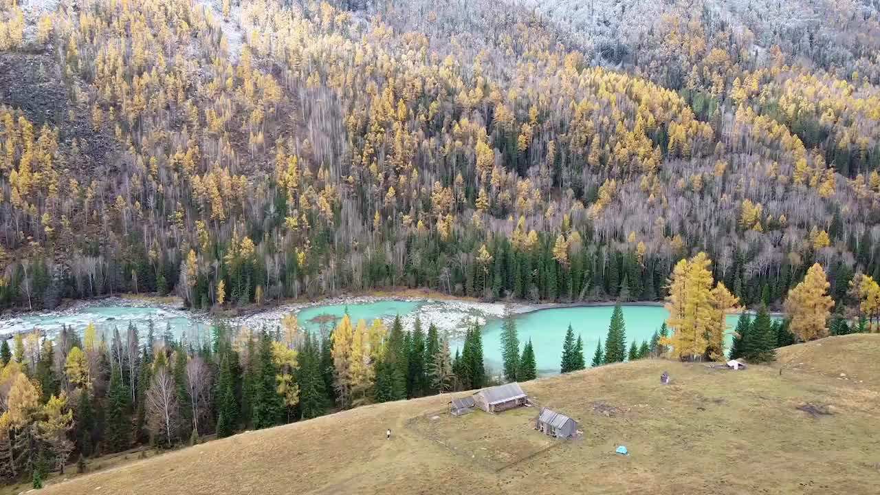 新疆喀纳斯卧龙湾航拍视频素材