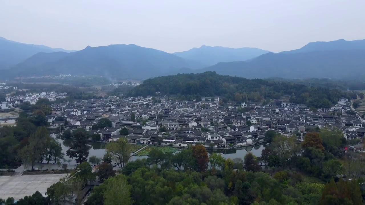 航拍安徽黄山宏村风光视频素材