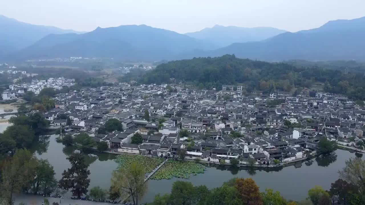 航拍安徽黄山宏村风光视频素材