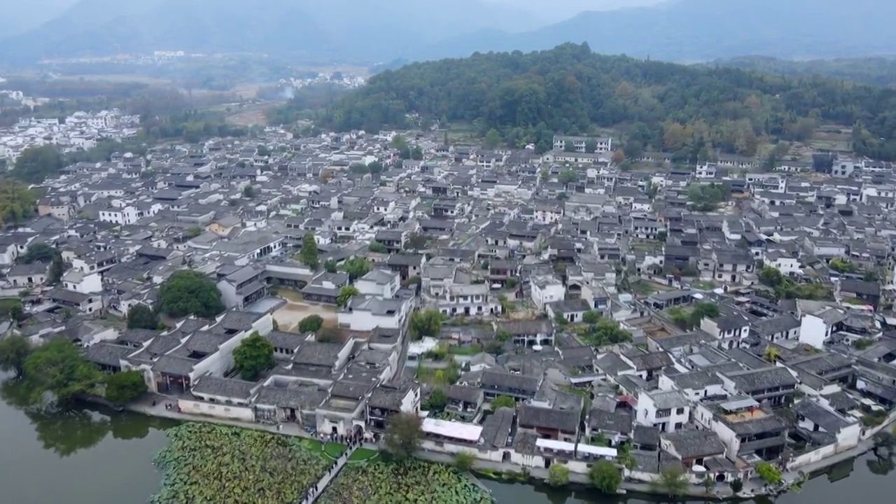 航拍安徽黄山宏村风光视频素材