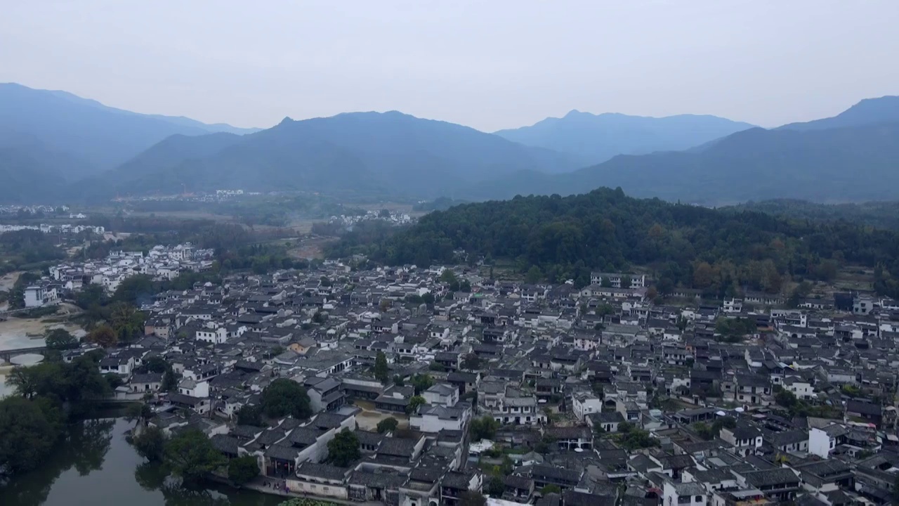 航拍安徽黄山宏村风光视频素材