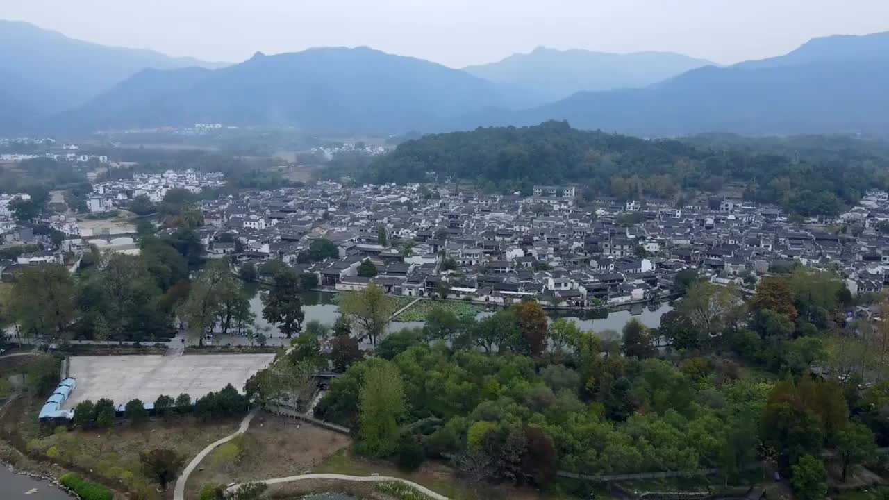 航拍安徽黄山宏村风光视频素材