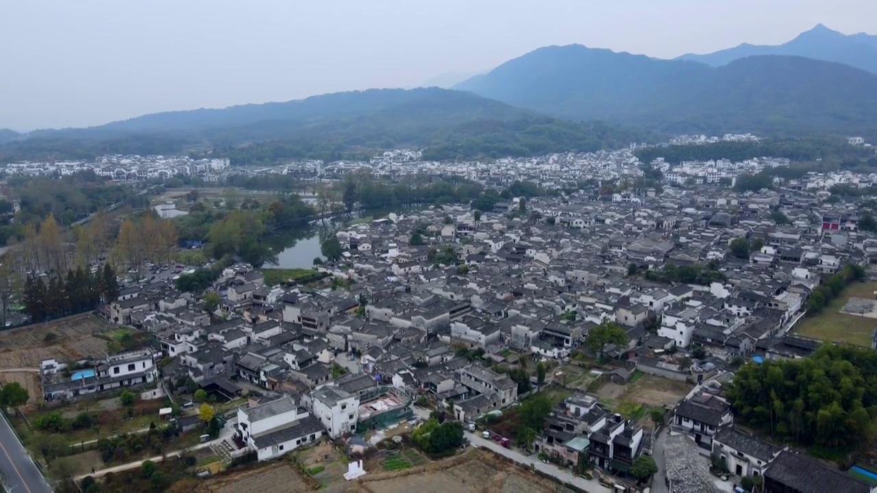 航拍安徽黄山宏村风光视频素材